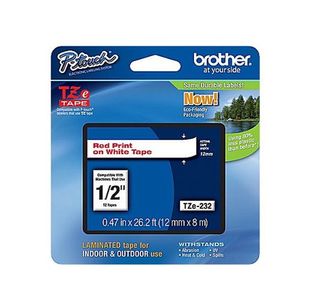 Brother Tze Tpe 12Mmx8M Red/Wht Tpe