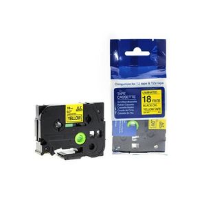 Brother Tze Tpe 18Mmx8M Blk/Ylw Tpe