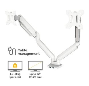 Fellowes Platinum Dual Mon Arm Wht