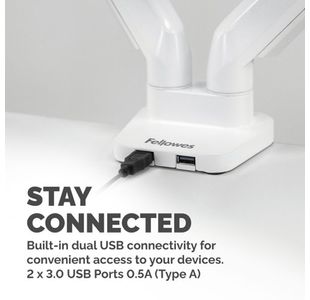 Fellowes Platinum Dual Mon Arm Wht