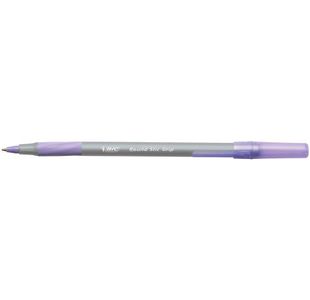 Bic Round Stic Grip Ball Purple Pk40