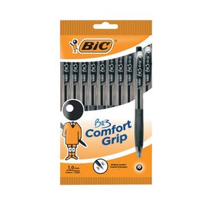 Bic Bu3 Grip Ballpoint Pen Blk Pk10