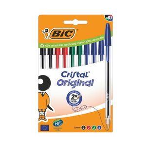 Bic Cristal Ball Pen Med Ast Pk10