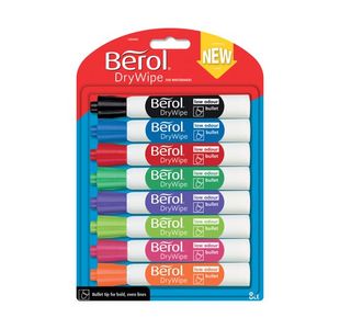 Berol D/Wipe Bullet Marker Asst Pk8