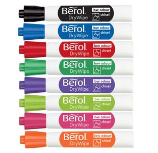 Berol D/Wipe Chisel Marker Asst Pk8