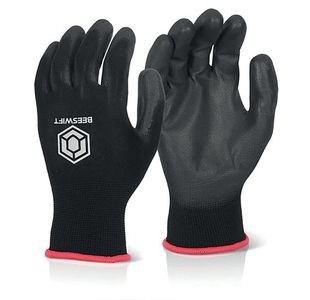 Pu Coated Gloves Black S Pk10