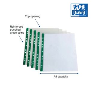 Oxford A4 Clear Punch Pkt Grn Pk100