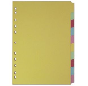 Elba A4 10 Part Card Divider Ast