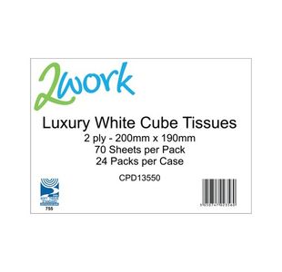 2Work Facial Tissues Cube 70 Sh Pk24