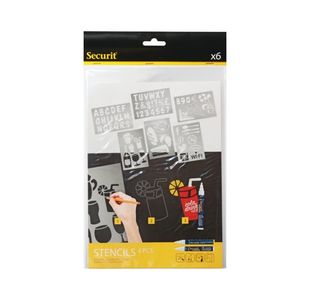 Securit Chalk Mkr Stencil Set Pk6