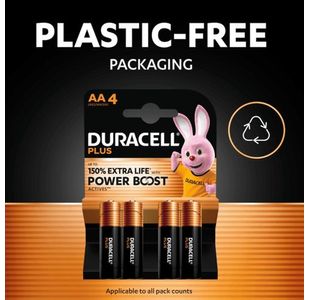 Duracell Plus Aa Battery Alk Pk4
