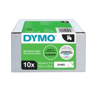 Dymo D1 Label Tape 12Mmx7Mm Blk Pk10