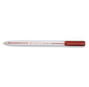 Ball Pen Clr Barrel Med Red Pk50