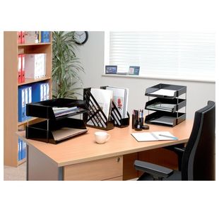 Desk Tidy 6 Compartment Tubes Black