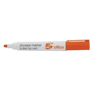 Drywipe Marker Bullet Tip Red Pk12