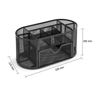 Desk Organiser Mesh Rubber Pads Blk