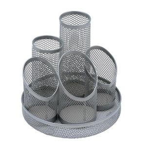 Desk Tidy Mesh 5 Compartment Slv