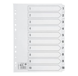 Index 1-10 Strip Tab 150Gsm A4 White