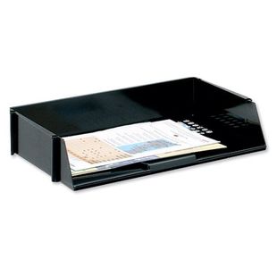 Ltr Tray Wide Entry Stackable Black