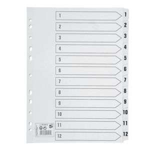 Index 1-12 Strip Tab 150Gsm A4 White