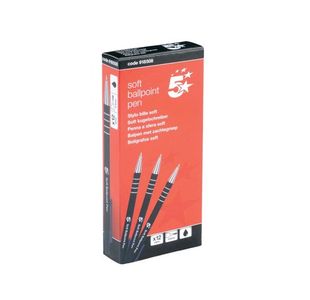 Retr Ball Pen Soft Grip Med Blk Pk12