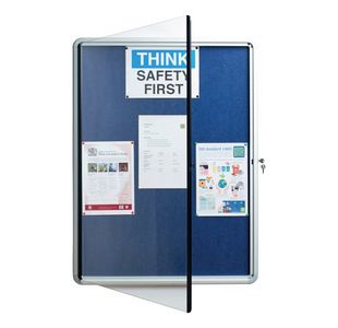 Glazed Noticeboard Blue 900X600Mm