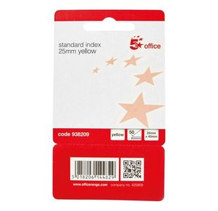 Standard Index Flags 25X45Mm Ylw Pk5