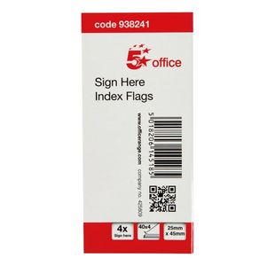 Sign Here Index Flags Tab Red Pk5