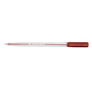 Ball Pen Clr Barrel Med Red Pk20