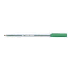 Ball Pen Clr Barrel Med Grn Pk20