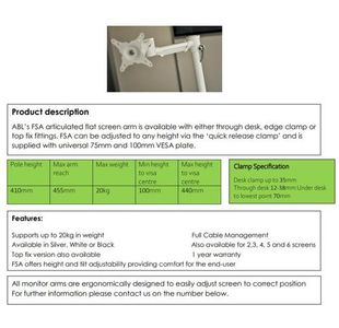 Single Manual Monitor Arm