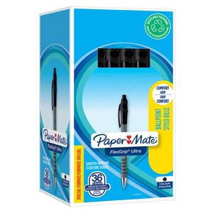 Papermate Flexgrip Med Ball Blk Pk36