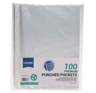 Concept Pkt.100 A4 Punched Pockets (Cart