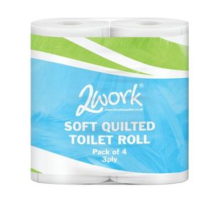 2Work Quilted Toilet Roll 3-Ply Pk40