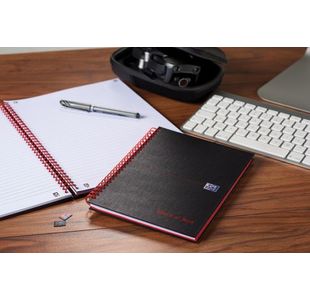 Black N Red Hb Wire Notebook A4 Pk5