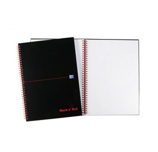 Black N Red Hb Wire Sq Notebk A4 Pk5