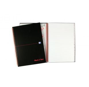 Black N Red Hb Wire A-Z Ntbk A4 Pk5