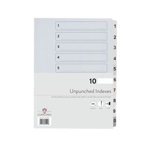 Concord Upchd Index 1-10 A4 Wht Pk10