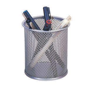 Q-Connect Mesh Pen Pot Silver