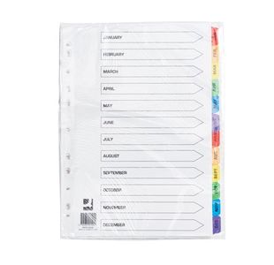 Q Card Dividers A4 Jan-Dec White