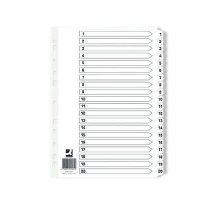 Q-Connect Index 1-20 Board Wht Pk10