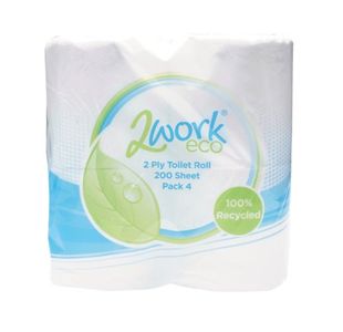 2Work Rcyc Toilet Roll 200Sh Pk36