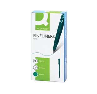 Q Connect Fineliner Pen 0.4 Grn Pk10