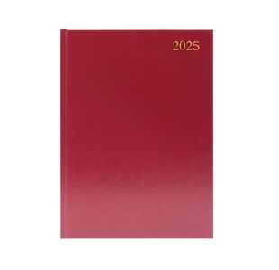 Desk Diary 2 Ppd A4 Burgundy 2025