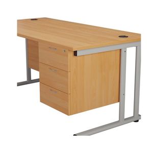 Jemini 3 Drw Fixed Ped Grey Oak