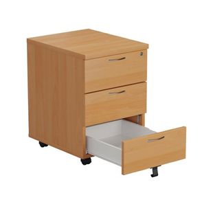 First 3 Drawer Mobile Pedestal Beech