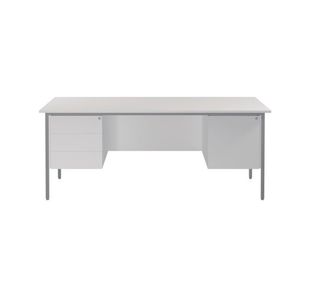 Serrion Rect Double Ped 4 White