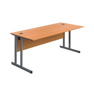 Twin Upright Desk 1800 Beech/Slv