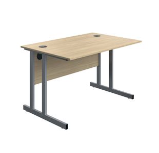 Twin Upright Desk 1200 Oak/Slv