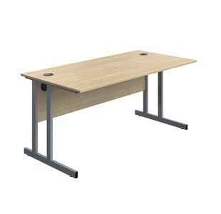 Twin Upright Desk 1600 Oak/Slv